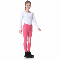 Collants d'équitation pour filles avec logo personnalisé Pantalon d'équitation respirant à fermeture éclair sur le devant avec poches au genou Pantalon d'équitation serré pour enfants