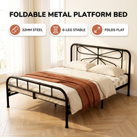 Base de Cama de Hierro Forjado Estilo Nórdico Minimalista, Plataforma Metálica Simple y Elegante, Resistente y Ahorradora de Espacio, Mueble para Dormitorio o Apartamento