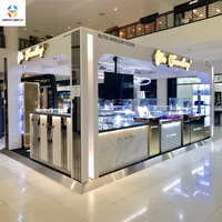 Kiosque à bijoux personnalisé de luxe avec éclairage LED, verre trempé et aluminium robuste pour l'affichage commercial dans les centres commerciaux