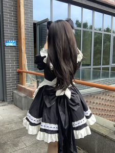 ชุดเดรสโลลิต้าสาวน้อยน่ารักสีดำขาวสไตล์สองมิติแบบชุดยูนิฟอร์มคาเฟ่ - Product Image 3