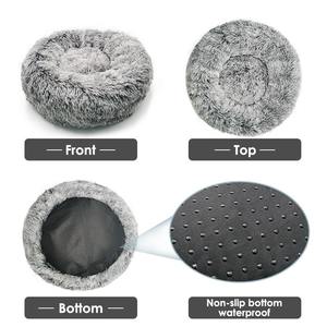 Canapé-lit rond de style moderne de couleur personnalisée pour animaux de compagnie lit pour chien en peluche beignet avec motif solide en fausse fourrure amovible et lavable - Product Image 5