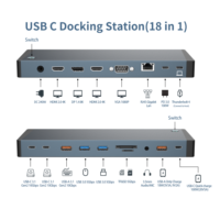 Station d'accueil Thunderbolt 4 Hub USB C 18 en 1 avec 8K DP, double HDTV 4K, VGA, charge PD 100W, 240W DC, Gigabit, USB 3.2, SD/TF
