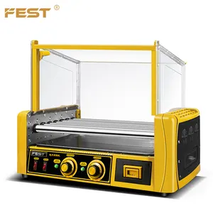 FEST Kommerziellen edelstahl elektrische grill wurst broiler herd 1400W 7 Rollen BBQ Wärmer hotdog maker maschine