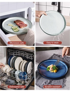 Services de table <span class=keywords><strong>en</strong></span> <span class=keywords><strong>grès</strong></span> céramique pour 4 personnes, 12 pièces, assiettes et bols à glaçure réactive, compatibles micro-ondes/lave-vaisselle, durables, modernes et luxueux - Product Image 6