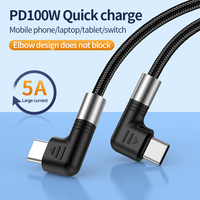 PD30W kabel Data Usb tipe-c 100W, kabel pengisi daya ponsel desain siku ganda