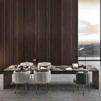 Table à manger ronde européenne Linha, plateau en marbre, acier inoxydable, 9 chaises, 16-20 places, ensemble de salle à manger de luxe pour hôtel royal