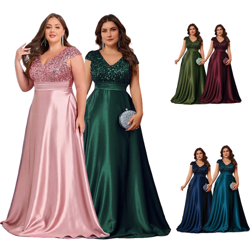 princess polly baby blue dress LapaPlus Women's Plus Size Formal Dress XL-6XL Long Ruffled Evening Gown  for Wedding and Party main image 0
