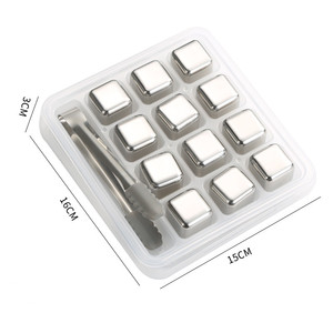 Boîte de rangement pour mini-glaçons réutilisables en acier inoxydable 304, pierres à whisky et à vin réfrigérantes - Product Image 1