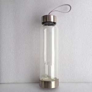 Bouteille d'eau en verre avec paillettes de cristaux pour purification spirituelle, 18,6 oz, tasse d'élixir en pierres précieuses naturelles, avec étui de transport portable - Product Image 6