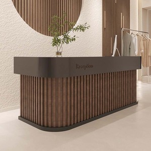 Thiết kế hiện đại bàn tiếp tân cho salon khách sạn LED ánh sáng bằng gỗ nội thất văn phòng phía trước bàn tiếp tân Salon tiếp tân bàn - Product Image 5