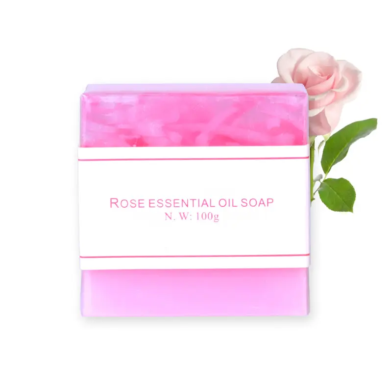 Оптовая продажа, мыло ручной работы с натуральными розовыми эфирными маслами, Отбеливающее очищающее мыло для тела, мыло с розой, 100 г