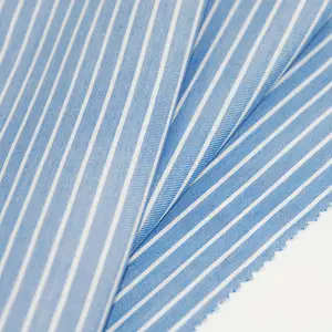 Pemasok profesional kemeja garis biru grosir benang dicelup kain denim organik 100% lyocell