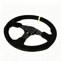 Volant de direction en cuir suédé de luxe à 3 branches avec support en aluminium mico 350 mm