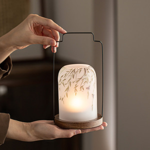 Linterna de Cerámica con Diseño de Grulla, Origen Dehua, Forma Cilíndrica, Decoración para el Hogar, Iluminación para Sala de Té, Portavelas - Product Image 3