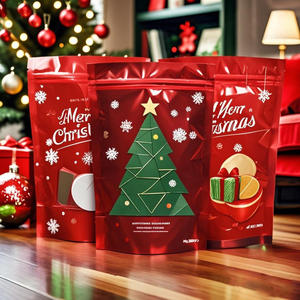 Weihnachten Schneeflocke Candy <span class=keywords><strong>Bag</strong></span> Schneeflocke Selbst dichtende Stand-up-Tasche Kreative Weihnachts geschenkt üte Großhandel - Product Image 4