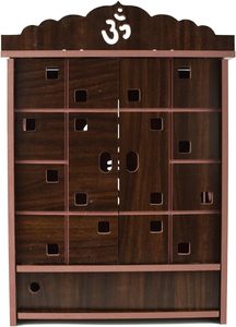 Pooja mandir cho nhà tường treo MDF ngôi đền bằng gỗ với cửa - Product Image 4
