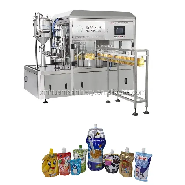 Shantou automatic stand up pouch with spout rotary type filling and capping machine