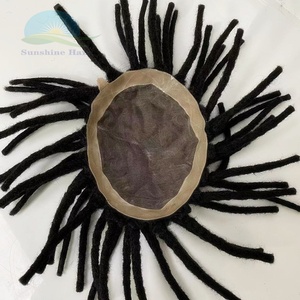 Prothèse capillaire en <span class=keywords><strong>dreadlocks</strong></span> pour hommes noirs, cheveux Remy, avec nœuds invisibles blanchis, sans perte ni nœuds, cheveux indiens - Product Image 2