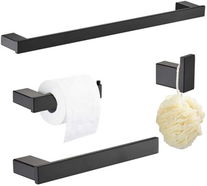 Juego <span class=keywords><strong>de</strong></span> 4 Accesorios <span class=keywords><strong>de</strong></span> <span class=keywords><strong>Baño</strong></span> Negros <span class=keywords><strong>para</strong></span> Montar en la Pared, Toallero <span class=keywords><strong>de</strong></span> Acero Inoxidable, Dorado - Product Image 2