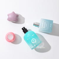 Sıcak satış 50ml cam boş parfüm şisesi pompalı sprey mat Finish mühürlü özelleştirilebilir renk yıldız kap geri dönüşümlü plastik kap