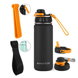 Everich Botella de agua deportiva personalizada de boca ancha Botella de vacío aislada de acero inoxidable con tapas de asa - Product Image 2