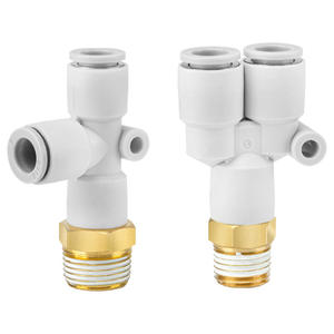 Raccord en T pneumatique KQ2U/KQ2Y avec filetage extérieur 04 06 08 10 12-M5 01 02 03 04S pour machines en laiton, cuivre, plastique - Product Image 1