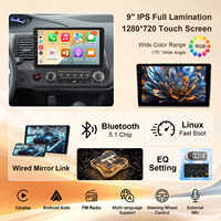 Autoradio 2 Din d'usine avec écran tactile 10,1 pouces, CarPlay sans fil, Android Auto, Mirror Link pour Honda Civic 2006-2011