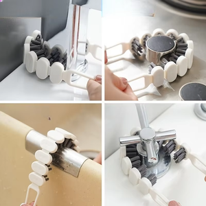 1 brosse de nettoyage en plastique pliable avec poils en nylon pour les fentes de l'évier de cuisine - Multifonctionnelle, compacte et pratique - Product Image 5