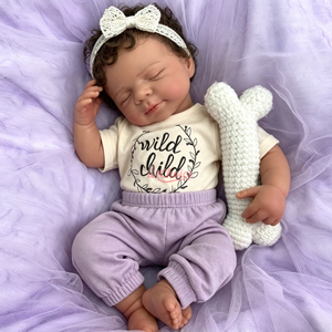 Muñeca Bebé <span class=keywords><strong>Reborn</strong></span> de Silicona Completa de 20 Pulgadas, Muñeca Recién Nacida con Cabello Castaño, Regalo para Cumpleaños, Niños, Familia y Días Festivos - Product Image 3