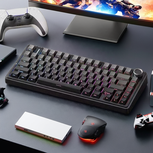 ใหม่ AULA F75 คีย์บอร์ดแบบมีสาย 80 คีย์/2.4G RGB คีย์บอร์ดแบบกลไกแบบกำหนดเองสีดำไดโอดเปล่งแสง 1 อีเธอร์เน็ต RBG เกมสาม - Product Image 2