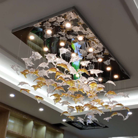 Lustre moderne sur mesure en cristal de luxe, suspension en verre feuille d'érable pour chambre à coucher, hôtel et lampe suspendue