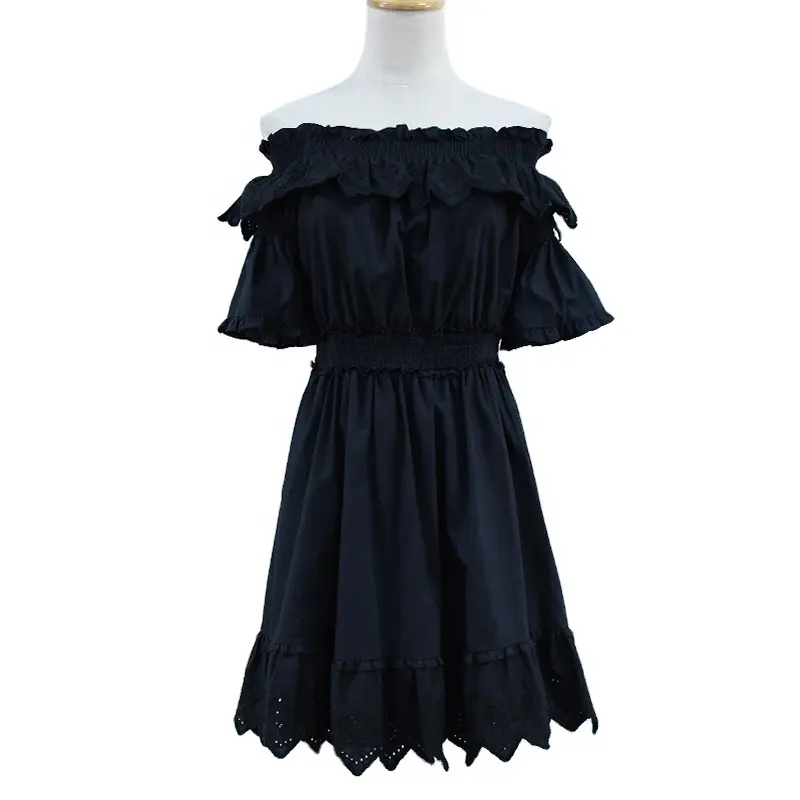 Đầm Suông Thêu Cotton Màu Đen Tùy Chỉnh Đầm Thường Ngày Maxi Chữ A Cho Nữ ĐầM Nữ Thanh Lịch Trang Phục Quần Áo