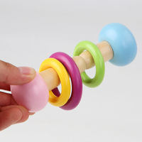 Jouets en bois coloré bébé hochet ensemble sûr de qualité alimentaire bois hochet sucette Bracelet anneau de dentition ensemble Montessori enfant en bas âge jouet cloche cadeau