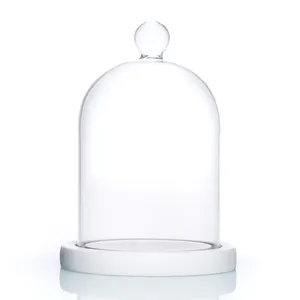 Cloche en verre Borosilicate transparent soufflé à la main, décoration en verre Borosilicate, couvercle d'affichage, Cloche dôme
