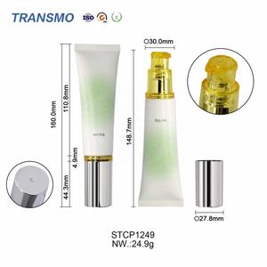 Tube en plastique écologique 30 ml pour crème BB CC, tube cosmétique en PE avec bouchon pompe sans air - Product Image 2