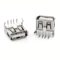 USB AF 90 °   Conector Hembra Tipo A para DIP, Carcasa de Plástico Blanca, 4 Pines Rectos/Curvados para Cargador, Banco de Energía, Montaje en PCB