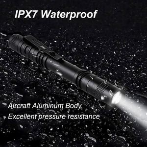 High Power Aluminum Alloy Tactical Pen <b>Flashlight</b> Clip Mini <b>LED</b> IP55 Rating AAA Battery 6 Hours Runtime Black Emergency Use - Product Image 5