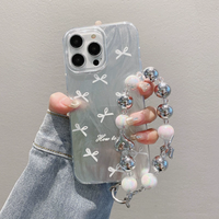 Coque de téléphone en tissu anti-chute personnalisée pour iPhone 16 17 Promax, motif nœud plein écran, coque rigide de protection