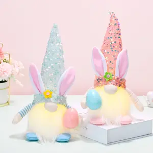 Easter Gnome Plush Gonk Spring Gnomes Pink Or Blue With Bunny Ears And Eggs Led Light