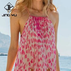 Robe maxi à nouer à col rond à imprimé floral rose fluide sur mesure OEM, robe maxi en soie 100% de haute qualité - Product Image 5