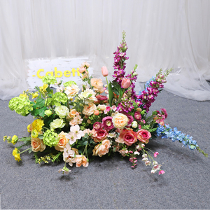 Coureur de fleurs de mariage rose blanche en <span class=keywords><strong>soie</strong></span> artificielle Coureur de fleurs de grande allée épaisse - Product Image 5