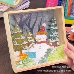 Solid Wood <b>Square</b> Shadow Box Photo <b>Frame</b> Handmade Display Case Pine Gift Box DIY Decoration 3D Mounting Stand - Product Image 2