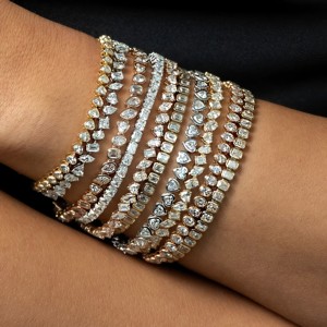 Bracciale Tennis in Oro Massiccio 18k con Moissanite, Bracciale Rigido in Oro Puro 10k 14k, Bracciale Tennis con Moissanite - Product Image 5