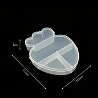 Boîte de rangement DIY transparente en PP de qualité industrielle, à motifs de dessins animés, avec compartiments de formes variées (bâton de marche, champignon, radis, œuf) pour perles