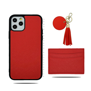 DELL'UNITÀ di elaborazione Regalo In Pelle Set di cuoio titolare della carta del raccoglitore del cerchio della nappa <span class=keywords><strong>rosa</strong></span> portachiavi piel di cuoio del cuoio del telefono della copertura di caso per il <span class=keywords><strong>iPhone</strong></span> <span class=keywords><strong>13</strong></span> <span class=keywords><strong>pro</strong></span> - Product Image 3