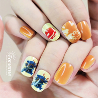 Faux ongles à presser de style japonais avec fourniture de conception personnalisée mon logo peint faux ongles carrés courts unique jaune orange ongles conseils