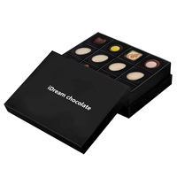 12 pièces en gros, boîte à chocolat personnalisée imprimée, emballage de luxe, boîte cadeau magnétique, boîte à chocolat avec inserts