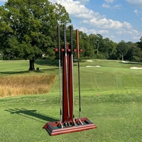Support de putter de golf en bois massif pour 4 putters, finition cerisier, pour la maison, le bureau ou l'affichage en simulateur