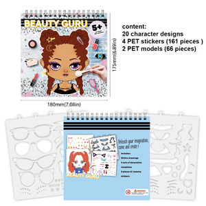 Custom High Quality Dress up Coloring <b>Book</b> Children Cartoon DIY <b>Girl</b> Fashion Sketch Kit Creative Gift Dress up Sticker - Product Image 2