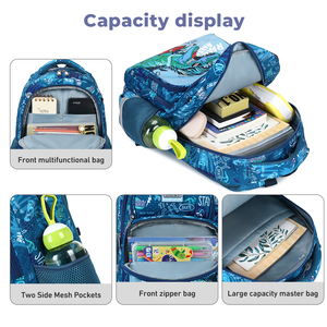 <span class=keywords><strong>Sac</strong></span> <span class=keywords><strong>à</strong></span> <span class=keywords><strong>dos</strong></span> scolaire pour enfants Cusangel 16 pouces imperméable, ensemble de <span class=keywords><strong>sac</strong></span> <span class=keywords><strong>à</strong></span> <span class=keywords><strong>dos</strong></span> scolaire 3 en 1 <span class=keywords><strong>à</strong></span> motifs de dinosaures, multi-poches, pour garçon - Product Image 5